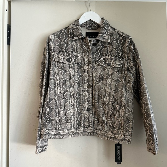 Blank NYC Snake Print Denim Trucker Jacket NWT - Picture 3 of 6